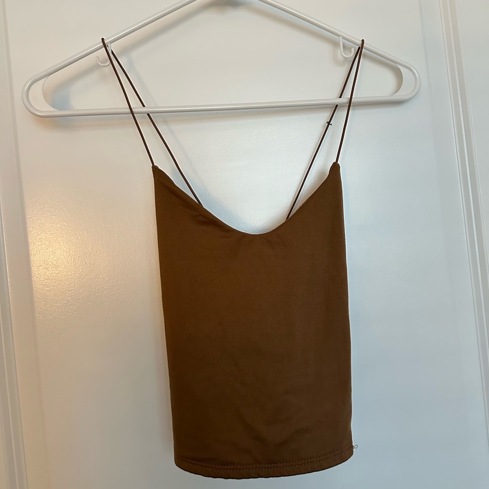 Live in the moment brown cropped tank size XS